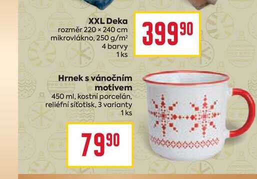 Hrnek s vánočním motivem 450 ml, kostní porcelán, reliéfní síťotisk, 3 varianty 1 ks