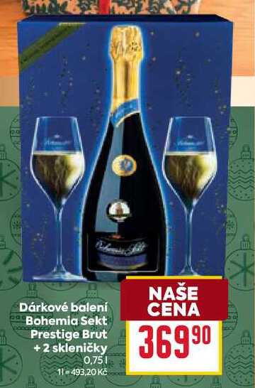 Dárkové balení Bohemia Sekt Prestige Brut +2 skleničky 0,75l