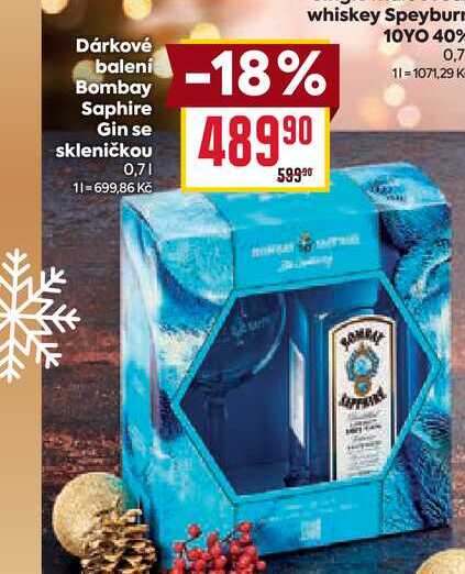 Dárkové balení Bombay Saphire Gin se skleničkou 0,7l