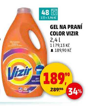 GEL NA PRANÍ COLOR VIZIR, 2,4 l