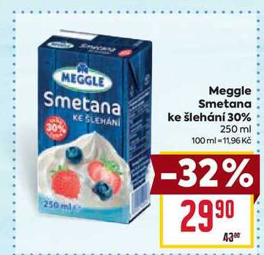 Meggle Smetana ke šlehání 30% 250 ml 