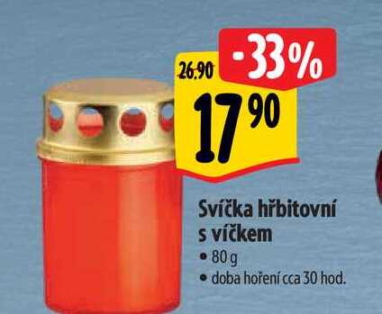  Svíčka hřbitovní s víčkem 80g 