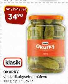 Okurky ve sladkokyselém nálevu 650 g 