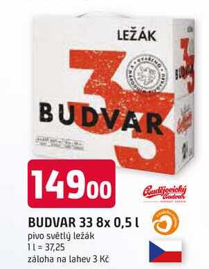 LEŽÁK BUDVAR 33 8x 0,5l