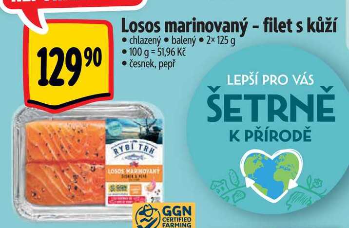 Losos marinovaný - filet s kůží balený, 2x 125 g 