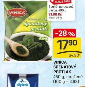 VINICA ŠPENÁTOVÝ PROTLAK 450 g, mražené 