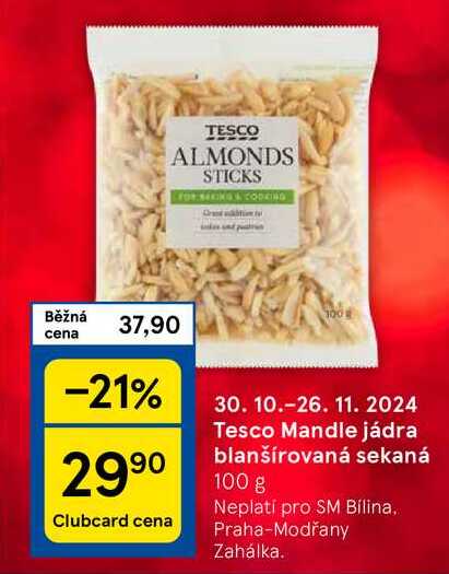 Tesco Mandle jádra blanšírovaná sekaná, 100 g 