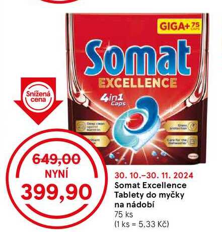 Somat Excellence Tablety do myčky na nádobí, 75 ks