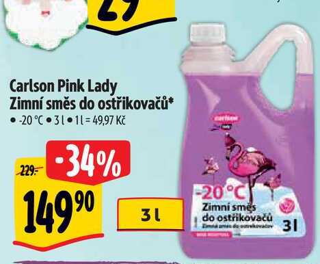 Carlson Pink Lady Zimní směs do ostřikovačů -20°C, 3 l