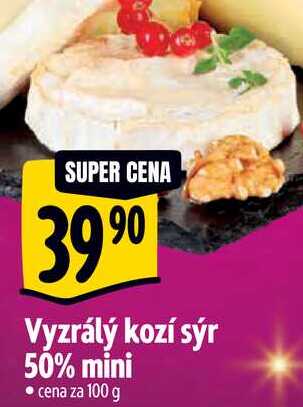 Vyzrálý kozí sýr 50% mini, cena za 100 g 