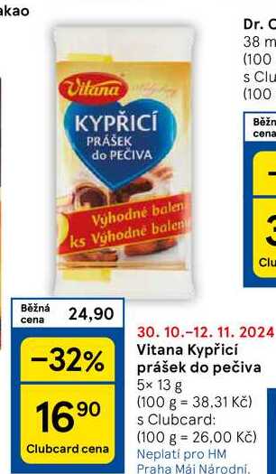 Vitana Kypřicí prášek do pečiva, 5x 13 g 