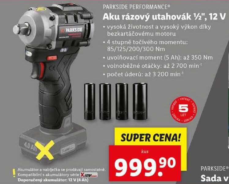 Aku rázový utahovák 1/2", 12 V 