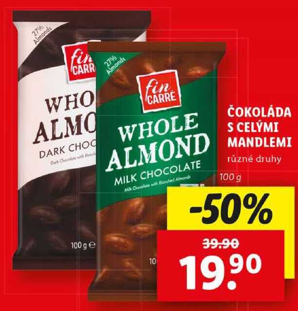 ČOKOLÁDA S CELÝMI MANDLEMI, 100 g