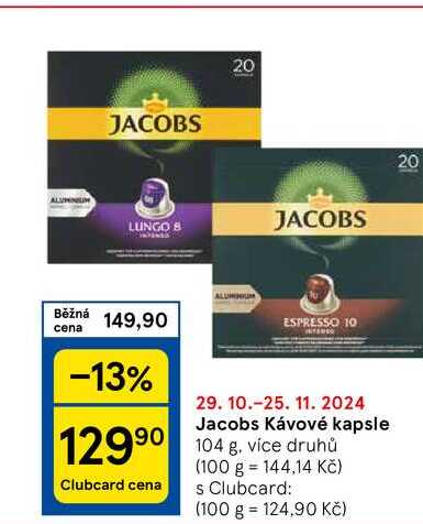 Jacobs Kávové kapsle, 104 g