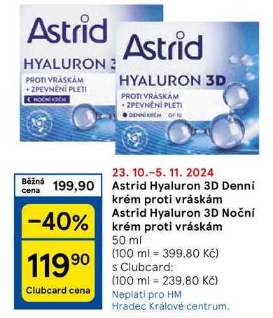 Astrid Hyaluron 3D Noční krém proti vráskám, 50 ml 