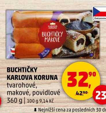 BUCHTIČKY KARLOVA KORUNA tvarohové, makové, povidlové, 360 g 