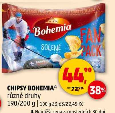 CHIPSY BOHEMIA různé druhy, 190/200 g 