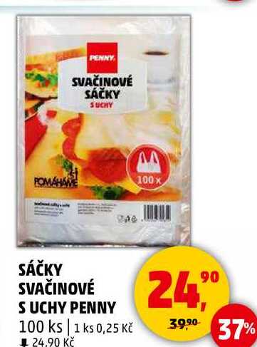 SÁČKY SVAČINOVÉ S UCHY PENNY, 1 ks 