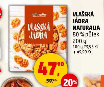 VLAŠSKÁ JÁDRA NATURALIA 80% půlek, 200 g 