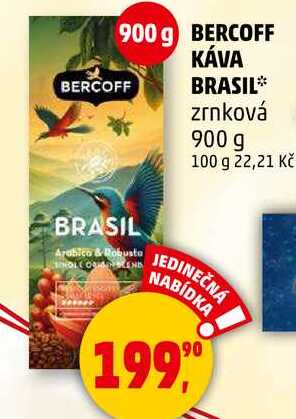 BERCOFF KÁVA BRASIL zrnková, 900 g 