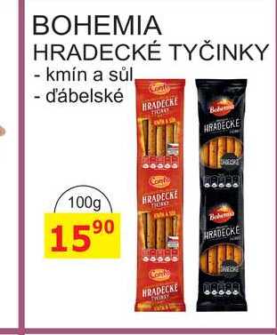 BOHEMIA HRADECKÉ TYČINKY - kmín a sůl, - 100g 