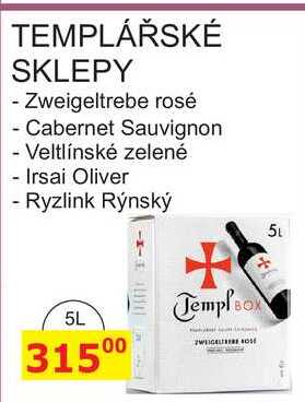 TEMPLÁŘSKÉ SKLEPY - Zweigeltrebe rosé 5l