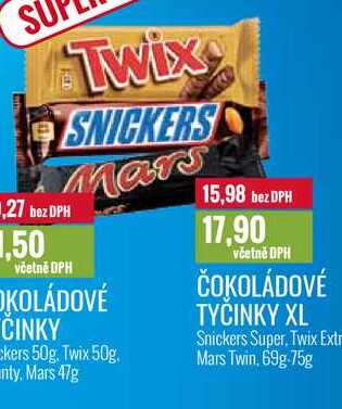 ČOKOLÁDOVÉ TYČINKY XL 69g-75g 