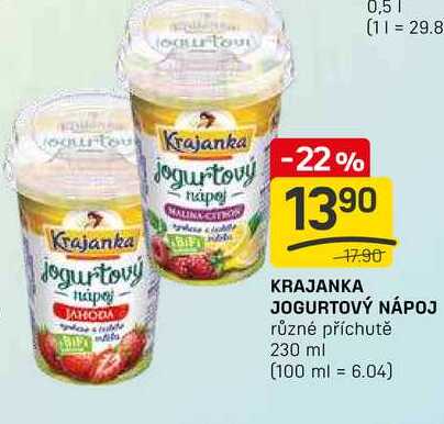 KRAJANKA JOGURTOVÝ NÁPOJ různé příchutě 230 ml