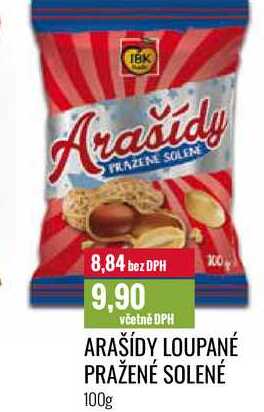 ARAŠÍDY LOUPANÉ PRAŽENÉ SOLENÉ 100g 