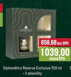 Diplomático Reserva Exclusiva 700 ml +2 skleničky