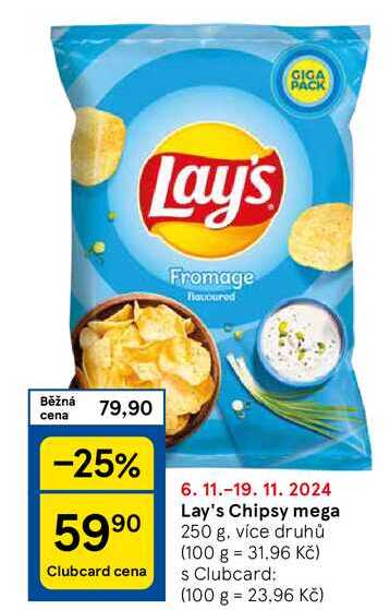 Lay's Chipsy mega, 250 g 