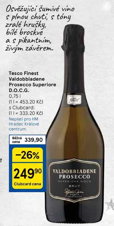 Tesco Finest Valdobbiadene Prosecco Superiore D.O.C.G., 0.75 l