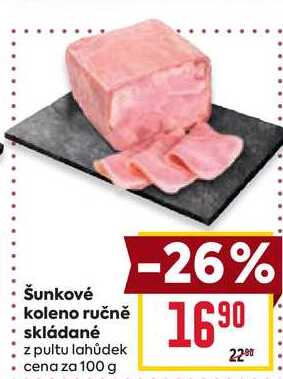 Šunkové koleno ručně skládané z pultu lahůdek cena za 100 g