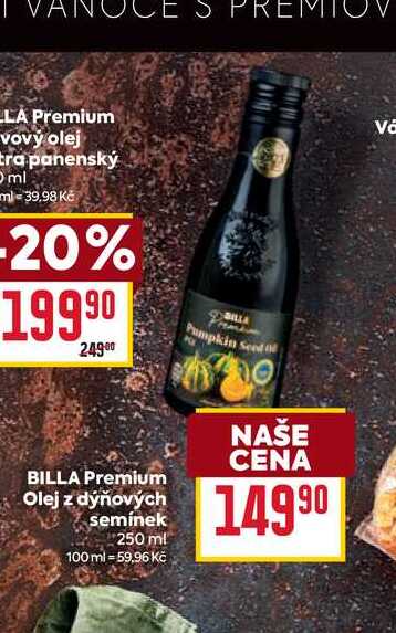 BILLA Premium Olej z dýňových semínek 250 ml 