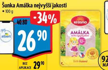 Šunka Amálka nejvyšší jakosti, 100 g 