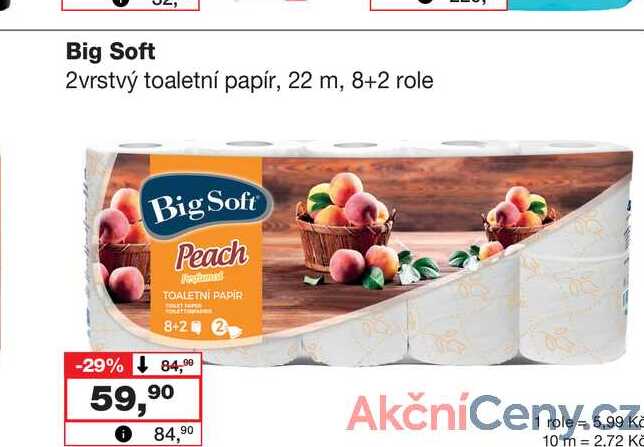 Big Soft 2vrstvý toaletní papír, 22 m, 8+2 role