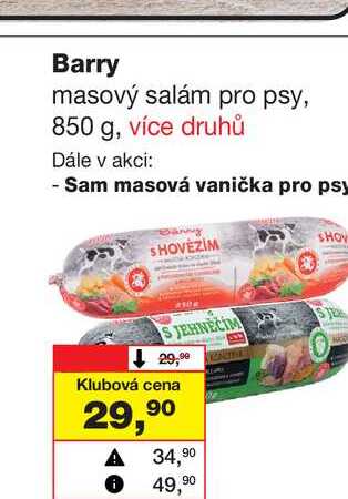 Barry masový salám pro psy, 850 g, více druhů 