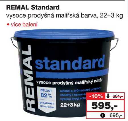 REMAL Standard vysoce prodyšná malířská barva, 22+3 kg  