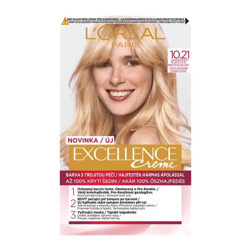 L'Oréal Barva na vlasy Excellence Creme 10.21 nejsvětlejší perleťová blond, 1 ks