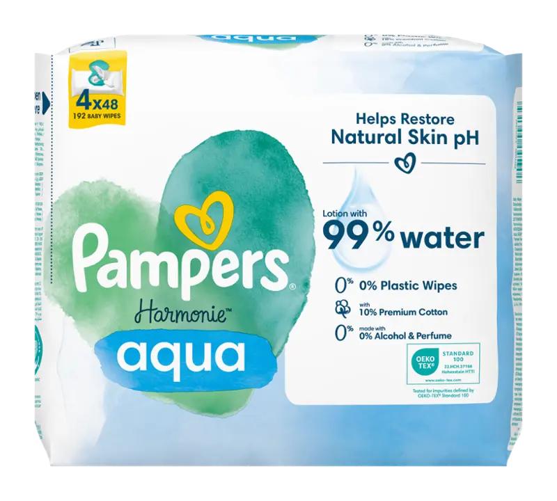 Pampers Dětské čisticí ubrousky Harmonie Aqua, 192 ks