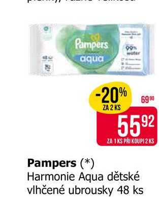 Pampers Harmonie Aqua dětské vlhčené ubrousky 48 ks 