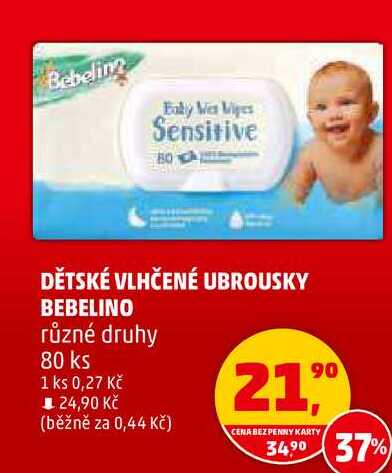 DĚTSKÉ VLHČENÉ UBROUSKY BEBELINO různé druhy, 80 ks