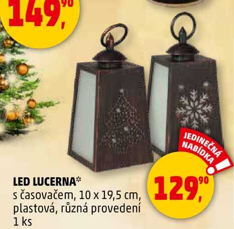 LED LUCERNA s časovačem, 10 x 19,5 cm, plastová, různá provedení, 1 ks