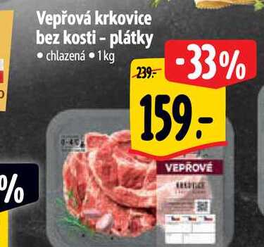 Vepřová krkovice bez kosti - plátky 1 kg