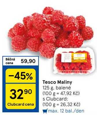 Tesco Maliny, 125 g, balené