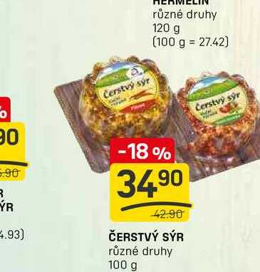 ČERSTVÝ SÝR různé druhy 100 g 