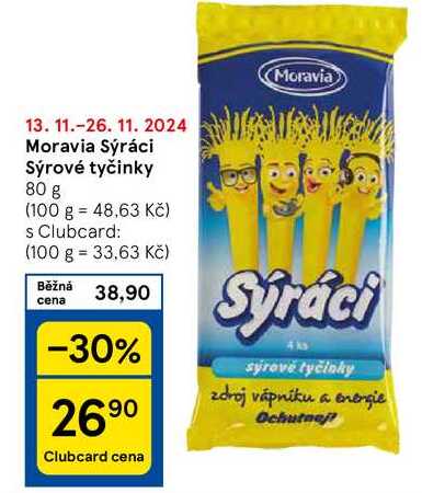 Moravia Sýráci Sýrové tyčinky, 80 g 