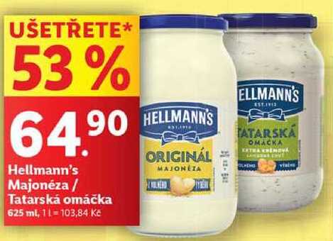 Hellmann's Majonéza/Tatarská omáčka, 625 ml