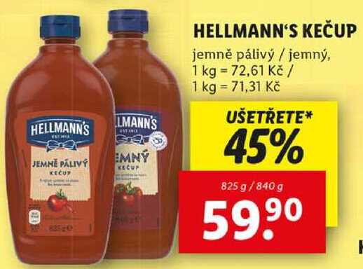 HELLMANN'S KEČUP, 825 g/840 g 