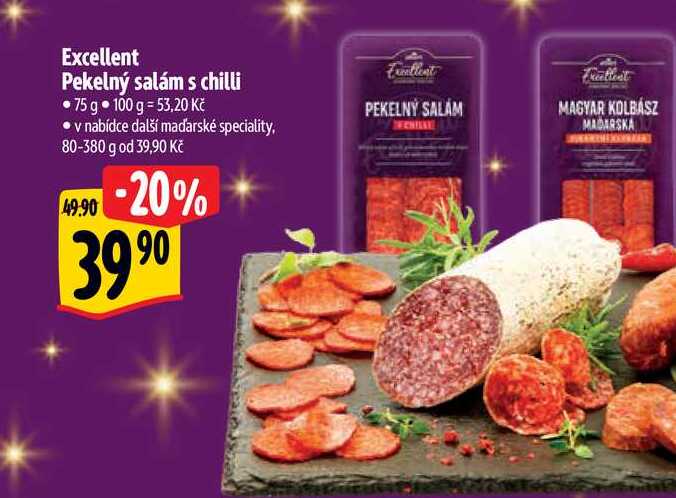 Excellent Pekelný salám s chilli 75 g 